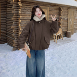 大货已出！2026冬季新款羊羔毛拼接羽绒派克服123-7781-P245-K358，女装羽绒服，浙宝123