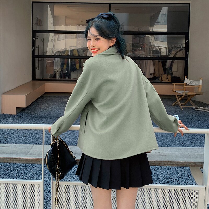 现货！2022短款三色双面羊绒毛呢外套50毛123-8869-P235-K348,女装毛呢外套,浙宝123