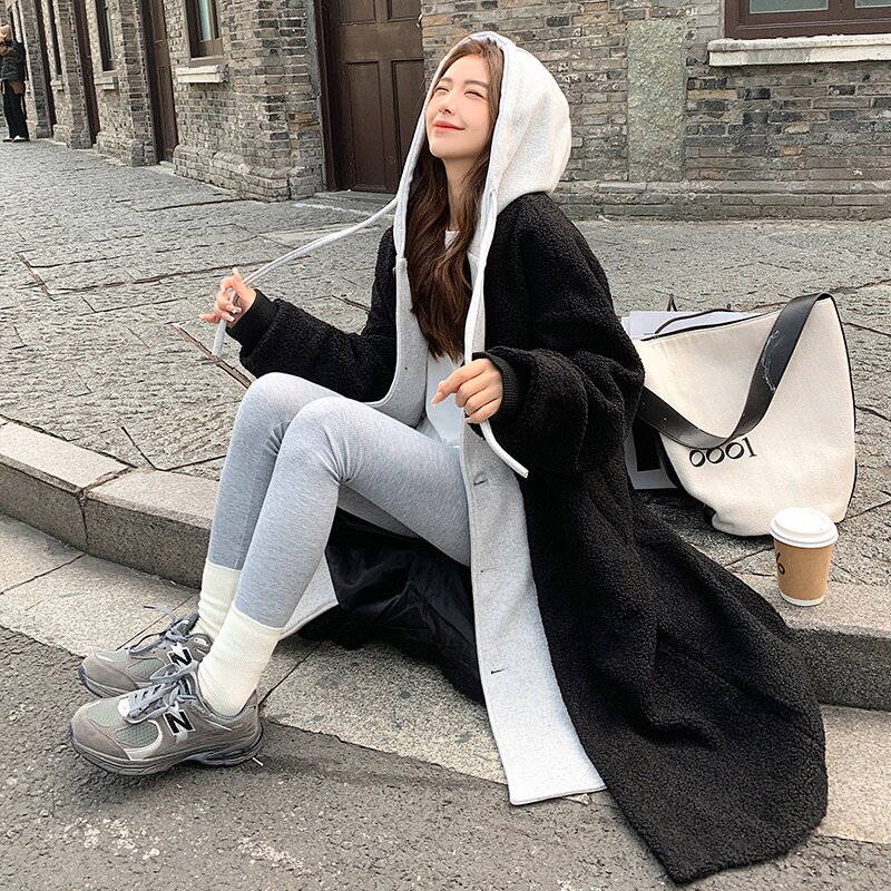 新款2022加厚羊羔毛毛呢拼接假两件外套女123-H002-P185-K268,女装毛呢外套,浙宝123
