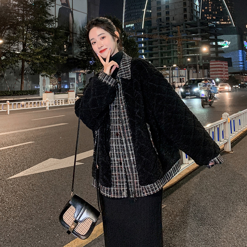 大货！数据好！冬季新款菱格夹羊羔毛服123-6598-P165-K238,女装短外套,浙宝123