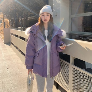 独特超好看树莓粉色短款羽绒服女冬2024年新款高级感美式夹克外套