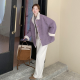 三天出货！2025冬季新款紫色羊羔毛外套女B123-7766-P225-K338，女装短外套，浙宝123