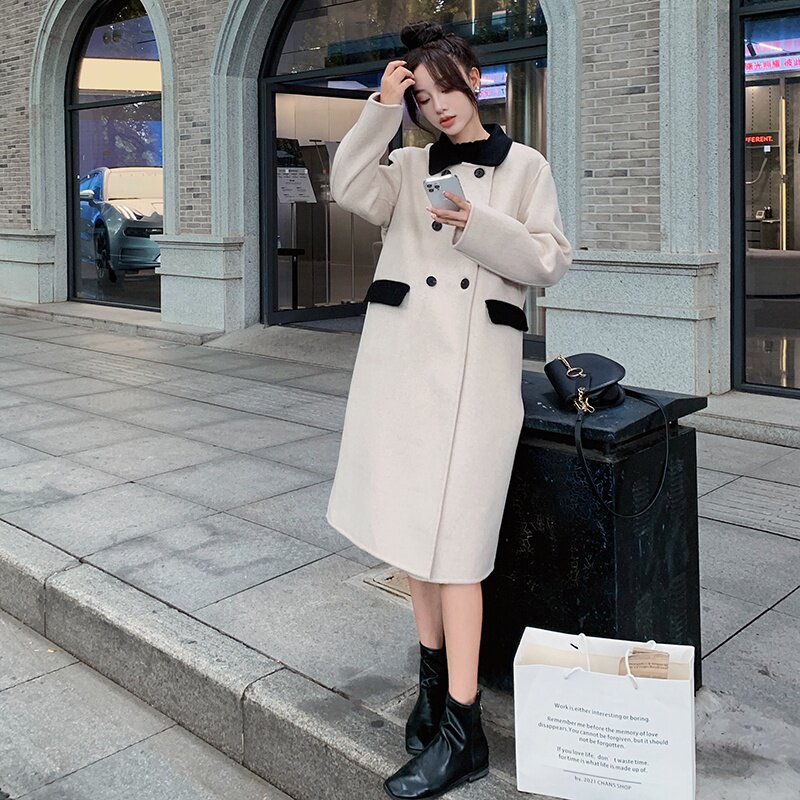 新款现货！2022冬季双色双面羊绒毛呢外套女123-8858-P255-K388,女装毛呢外套,浙宝123
