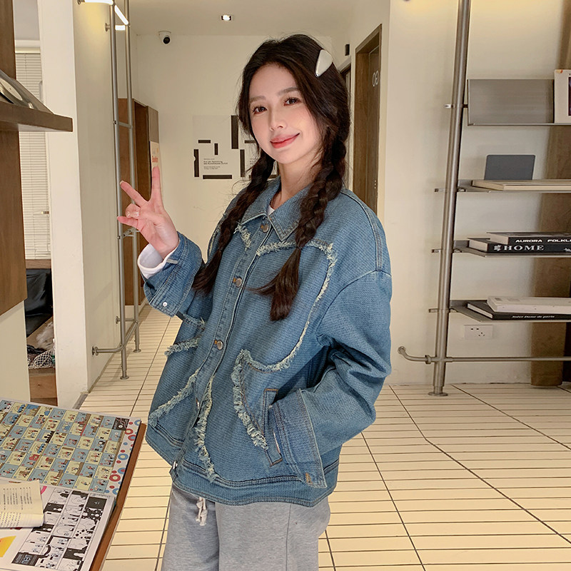 面料已下！2025春季新款蝴蝶毛边牛仔外套女123-2503-P145-K208,女装短外套,浙宝123