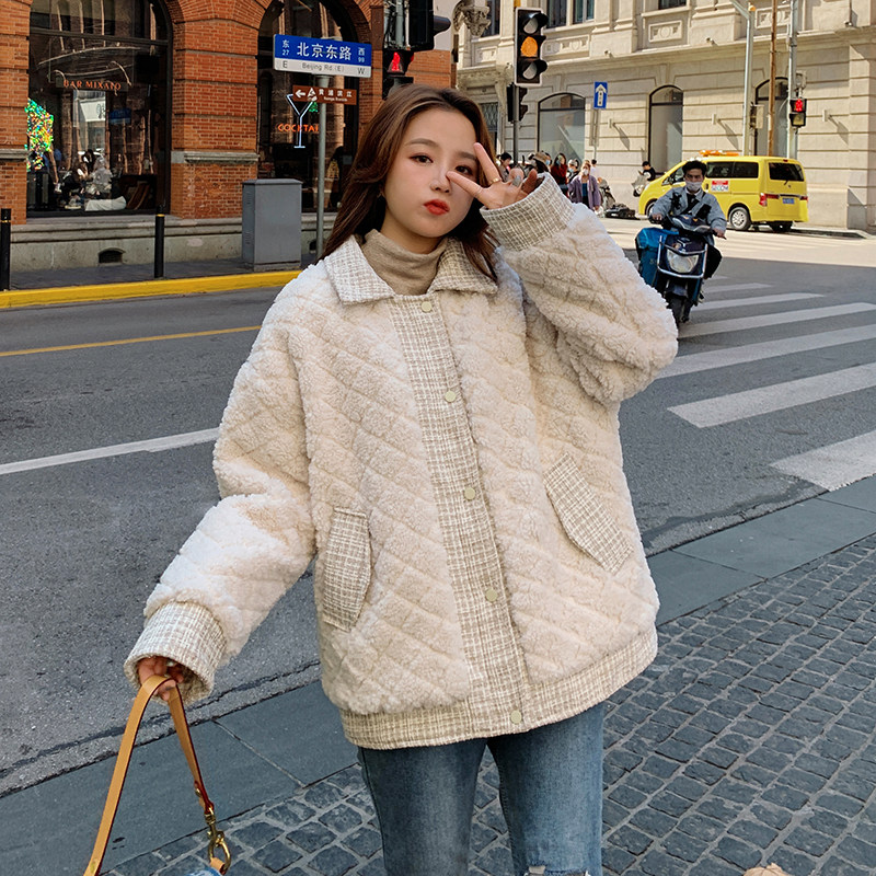 大货！数据好！冬季新款菱格夹羊羔毛服123-6598-P165-K238,女装短外套,浙宝123
