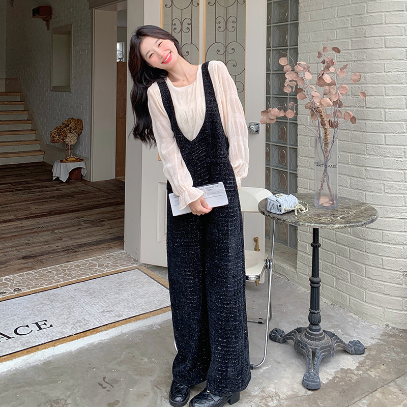 新款！2025春季新款复古阔腿拖地背带裤123-7075-P125-K178,女装休闲裤,浙宝123