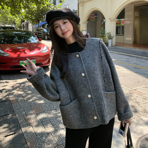 现货！2025冬季新款流苏边双面呢羊绒大衣女B123-7759-P265-K388图片