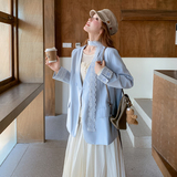 现货！2025秋季系腰围脖飘带蕾丝拼接西装123-7731-P145-K208，女装西装，浙宝123