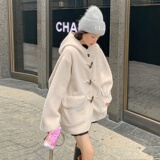 新款！2022冬季新款牛角扣连帽羊羔毛外套123-8872-P175-K248，女装短外套，浙宝123