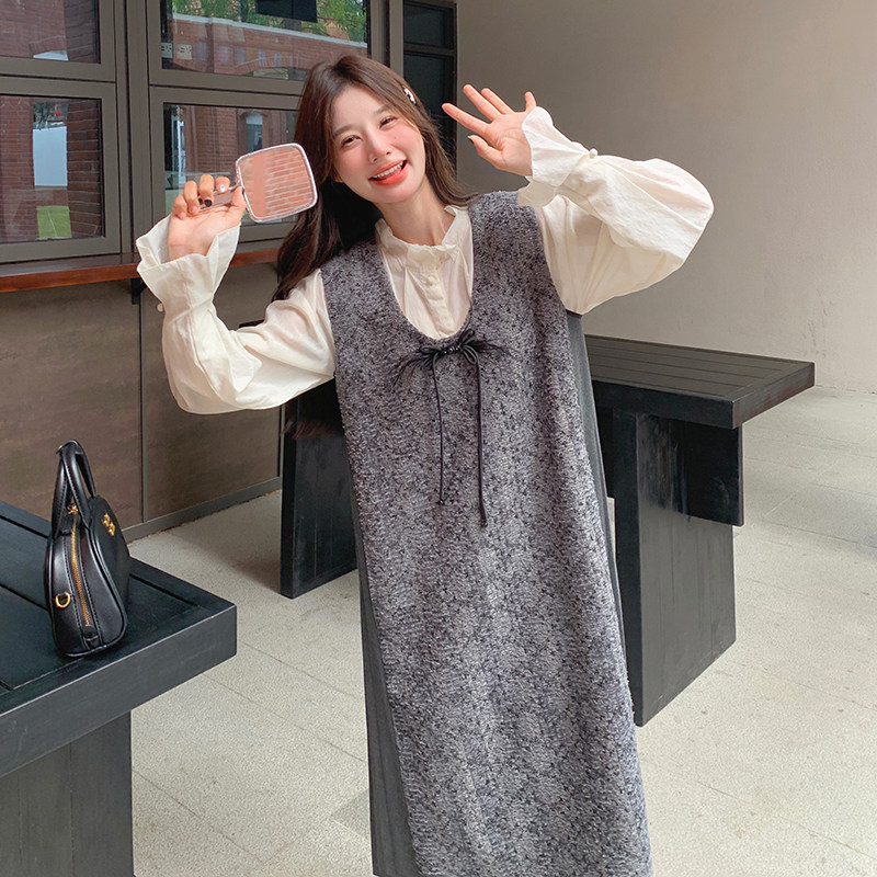 蝴蝶结法式连衣裙女2025秋穿搭无袖气质拼接学院风高端精致背心裙,女装连衣裙,浙宝123