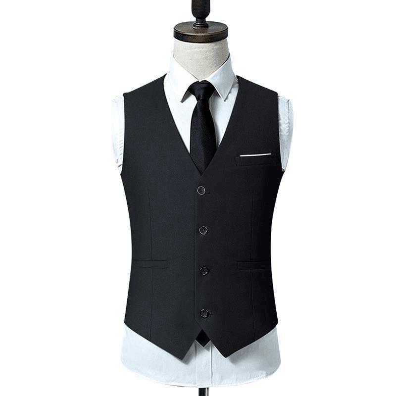 加肥加大男士马甲胖子大码正装商务西装背心肥佬V领西服坎肩显瘦