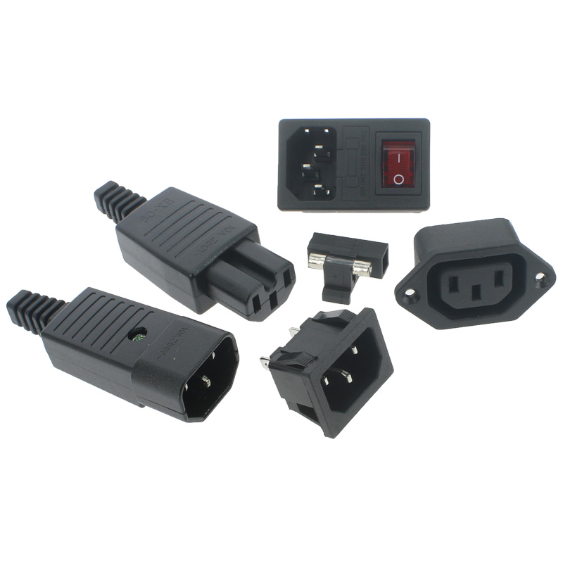 AC-01品字插座卡式AC04AC03开关带灯AC-02AC06三孔电源线插头公母