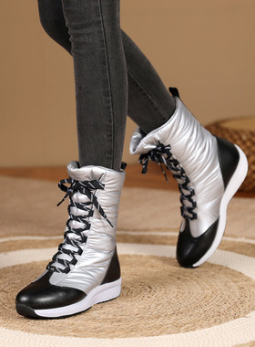 真皮休闲大棉雪地靴女20225新款防水短筒冬季特厚加绒保暖羽绒棉