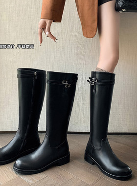 Seenlt-两种筒围~大筒围靴子胖mm粗腿长筒靴真皮骑士靴女2025新款