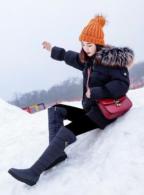 采购产品东北冬季女士过膝长棉鞋，保暖加厚，天鹅绒，防水，防滑