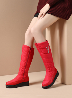 2025冬季东北户外雪地靴女高筒加厚厚底羽绒防水防滑加绒保暖棉靴
