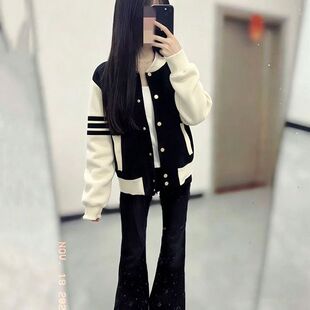 中大童装新款社会女外套快手网红同款学院风韩版拼色棒球服上衣潮
