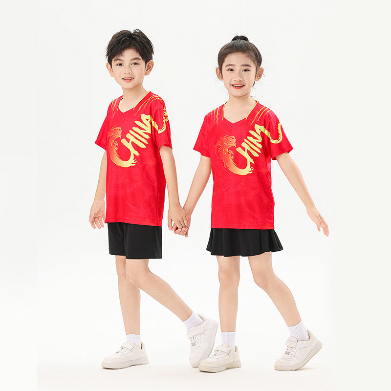 儿童羽毛球服套装吸汗速干学生短袖男童女夏运动训练T恤乒乓球衣