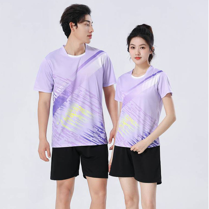 2025羽毛球服套装男女夏季速干无领运动短袖T恤吸汗大赛乒乓球衣
