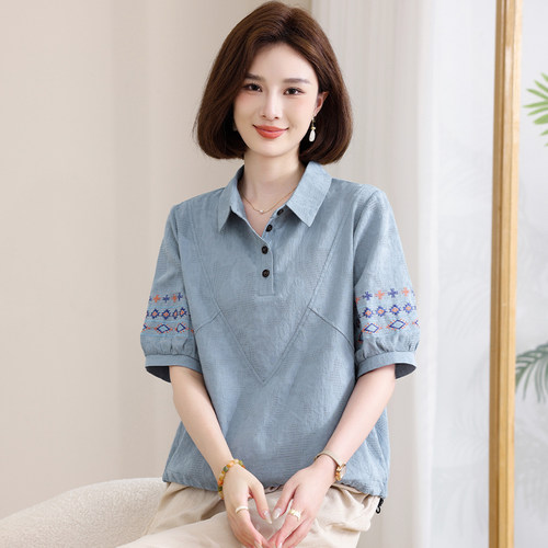 休闲短袖纯棉t恤女小个子妈妈