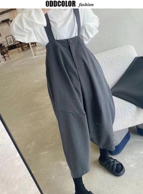 韩版chic时髦个性萝卜背带裤女2025秋小众酷甜日系风九分西装挎裤