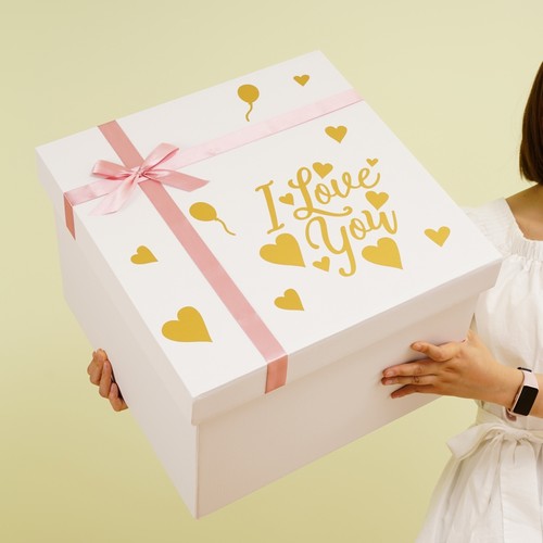 超大白色礼物盒送女友生日正方形