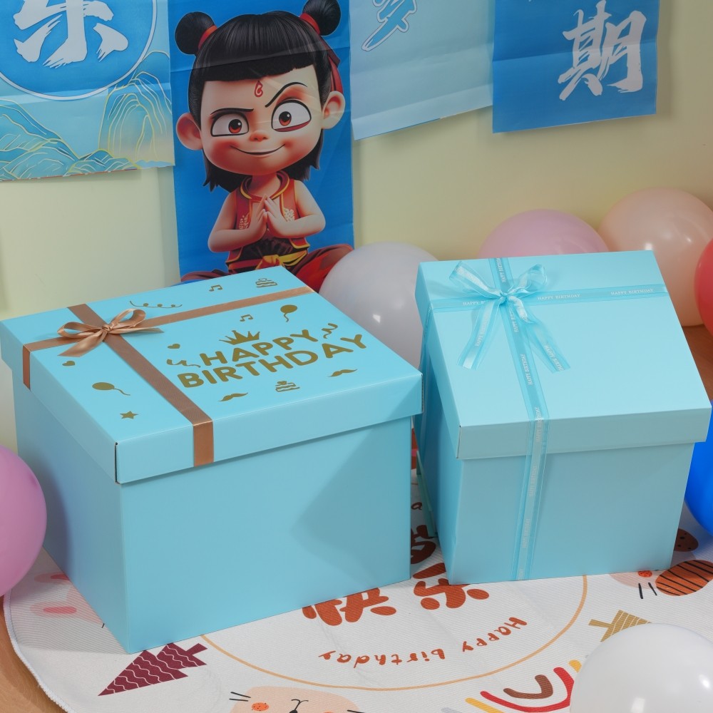 生日礼物盒送男友手提礼品盒蓝色
