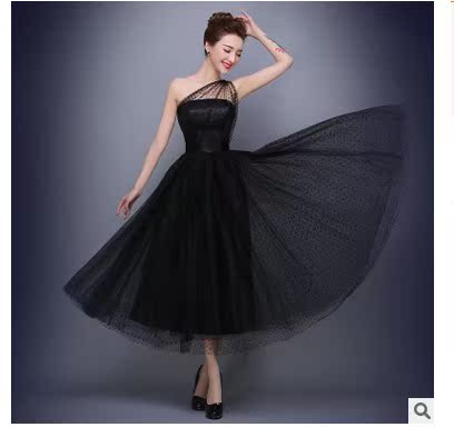 大码单肩礼服连衣裙长款黑色大摆主持宴会礼服网纱时尚性感伴娘演|msdalam kategori Butik wanita / wanita, perkahwinan/Cheongsam/pakaian, pakaian/malam - dari Buy2taobao.com untuk memberikan perkhidmatan ejen Taobao profesional membeli