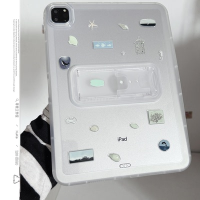 ins海洋世界可调节适用苹果三星华为2025ipadpro保护套平板Air34678壳第十代小米Matepad女S可爱软9A简约萌10