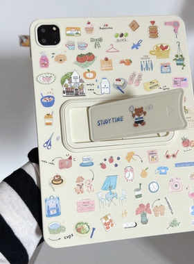 ins韩星河漫卷乳白色支架适用苹果三星华为2025ipadpro保护套TPU平板Air3467壳第十代小红米Matepad女S软89A1