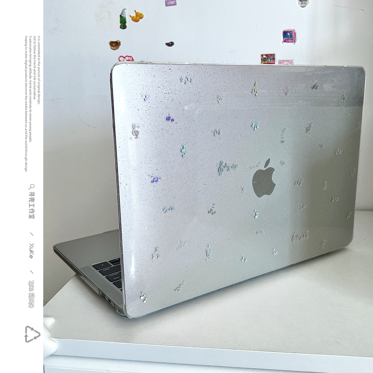 ins韩系镭射音符2025款适用macbookair保护壳13.6寸m4苹果macbookpro套15笔记本电脑14寸16键盘膜air透明简约