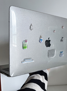 可爱果冻滴胶雪人细闪电脑壳适用苹果macbookair保护壳2025款笔记本M432电脑pro套macpro14寸透明膜配件16女5