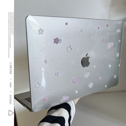 ins梦幻渐变五角星2025款适用macbookair保护壳13.6寸m4苹果macbookpro套15笔记本电脑14寸16键盘膜air外透明