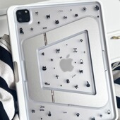 ins黑色简笔猫咪金属支架ipad壳适用苹果华为2025ipadpro保护套支架平板Air34689壳笔槽第十代12.9寸matepadS