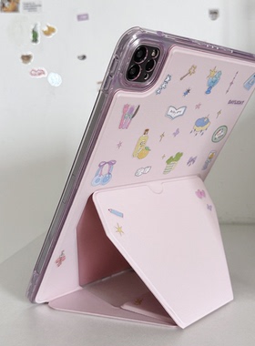 ins韩风闪耀日子亚克力折叠支架2025适用苹果华为小新米荣耀ipad第10代保护套89pro全包硬平板壳air4防摔可爱