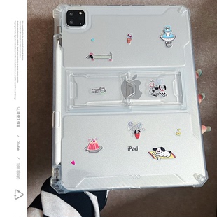 滴胶腊肠狗支架透明适用苹果三星华为小米2025ipadpro保护套平板2022轻薄Air567壳带笔槽第十代12.9寸matepad