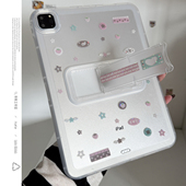 ins韩风镭射草莓音符透明支架可调节适用苹果三星华为2025ipadpro保护套平板Air34678壳第十代小米Matepad女S