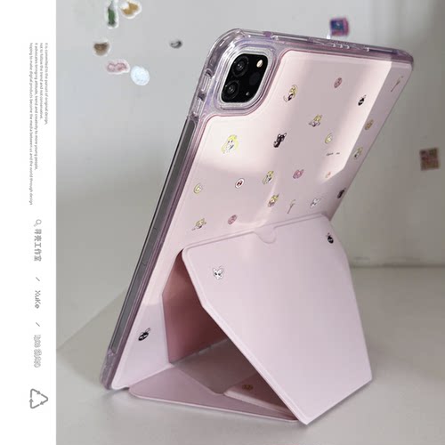 ins韩风美少女水冰月亚克力折叠支架2025适用苹果华为小新米荣耀ipad第10代保护套89pro全包硬平板壳air4防摔