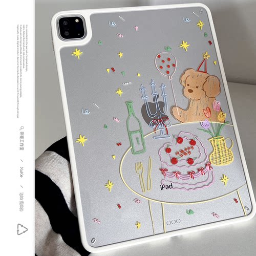 【ins生日小狗 】单面亚克力可磁吸笔苹果原创适用苹果2025平板保护套ipadAir7第十代10.9寸468代防摔pro壳硬