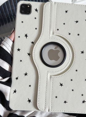 ins韩风黑色星星适用苹果华为2025ipadpro保护套防摔平板Air34678代壳硬第十代12.9寸matepad11.5S旋转女简约