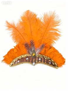 巴西狂欢节桑巴舞蹈演出羽毛头饰异域风情印度舞肚皮舞表演发箍