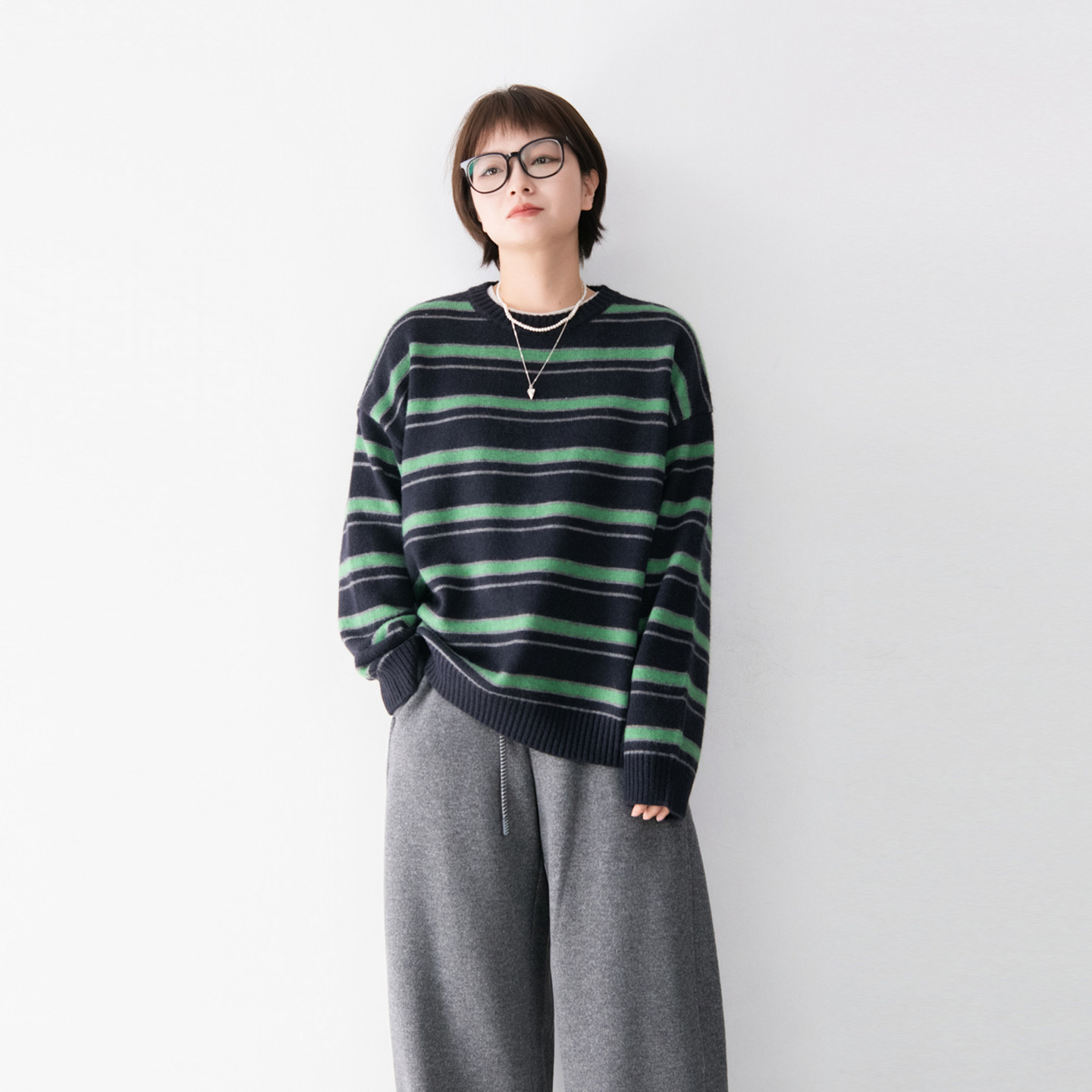 不易起球圆领套头宽松条纹毛衣女百搭日系随意慵懒风保暖撞色上衣,女装/女士精品,毛衣,淘宝优惠券,粉丝福利购,淘宝优惠卷