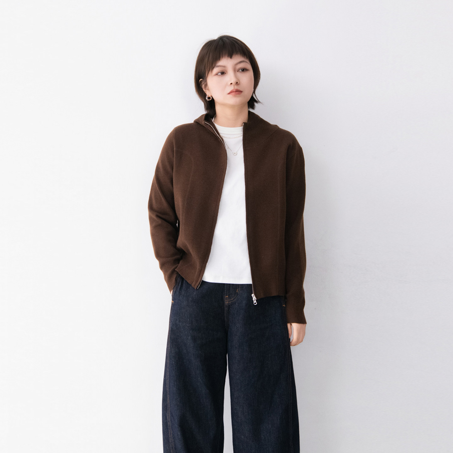 2026年春季新款连帽针织开衫女双头拉链慵懒随意百搭毛衣上衣,女装/女士精品,毛衣,淘宝优惠券,粉丝福利购,淘宝优惠卷