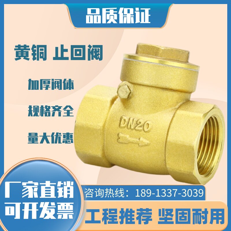 全铜止回阀铜卧式4分6分1寸水泵防倒流DN15水管2025单向阀门32 40