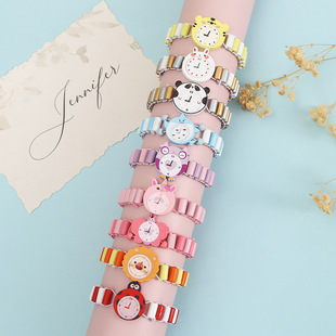 跨境糖果色七彩卡通动物幼儿童木质仿真手表手链手绳手串玩具礼物