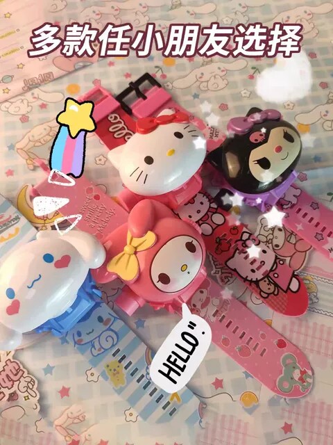 新款抖音爆款儿童卡通电子表男女孩投影手表儿童玩具翻盖腕表