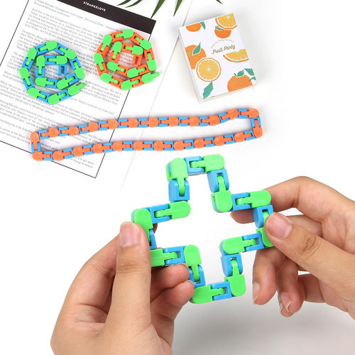 减压自行车链条 wacky tracks流体手环 24节链条轨道链条积木玩具