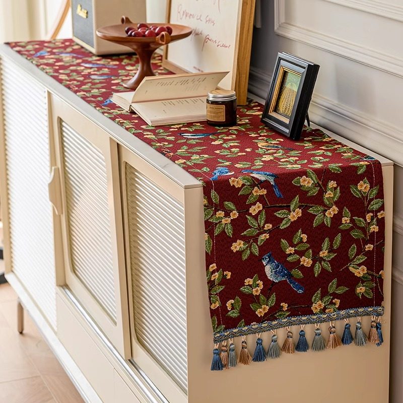 新中式轻奢复古红色桌旗桌布布艺客厅电视柜盖布鞋柜餐边柜防尘布,居家布艺,桌旗,淘宝优惠券,粉丝福利购,淘宝优惠卷