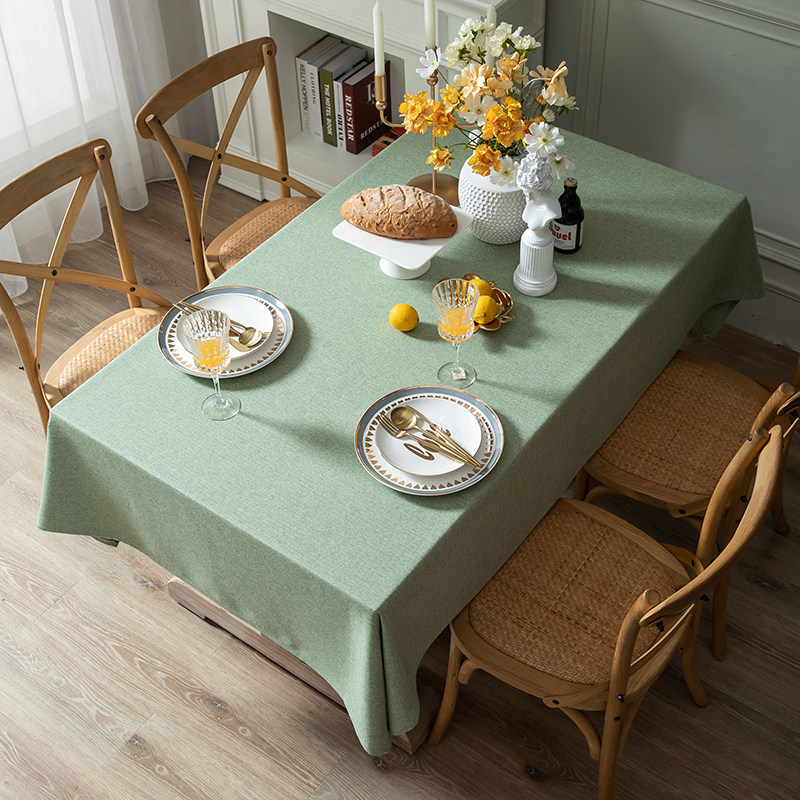 美式乡村防水桌布布艺棉麻小清新茶几餐桌布长方形现代简约纯色
