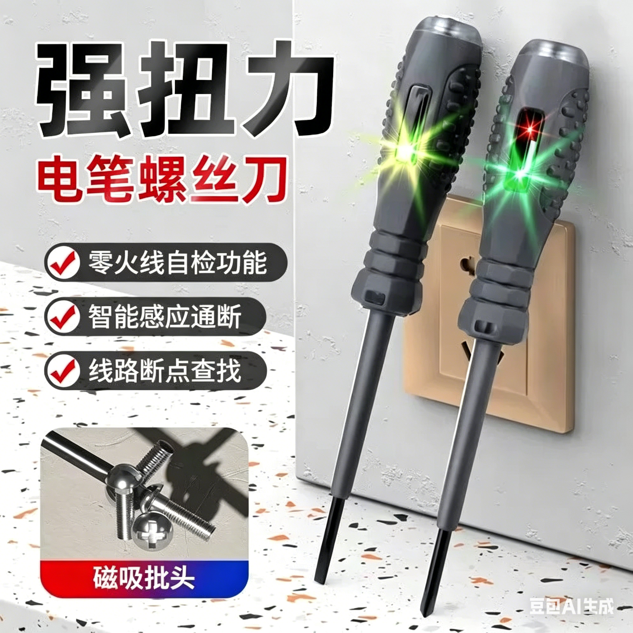 测电笔多功能电工专用工具一字十字螺丝刀电笔线路检测验电试电笔